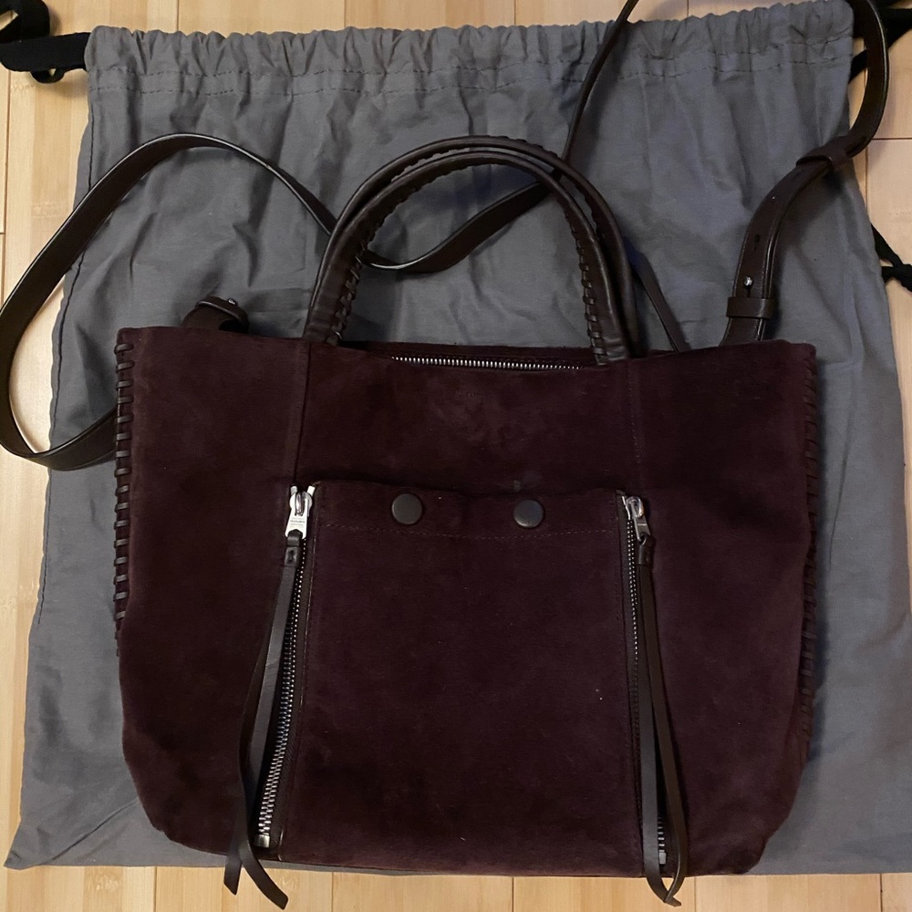 All Saints ‘Fleur de Lis East/West' Suede Tote